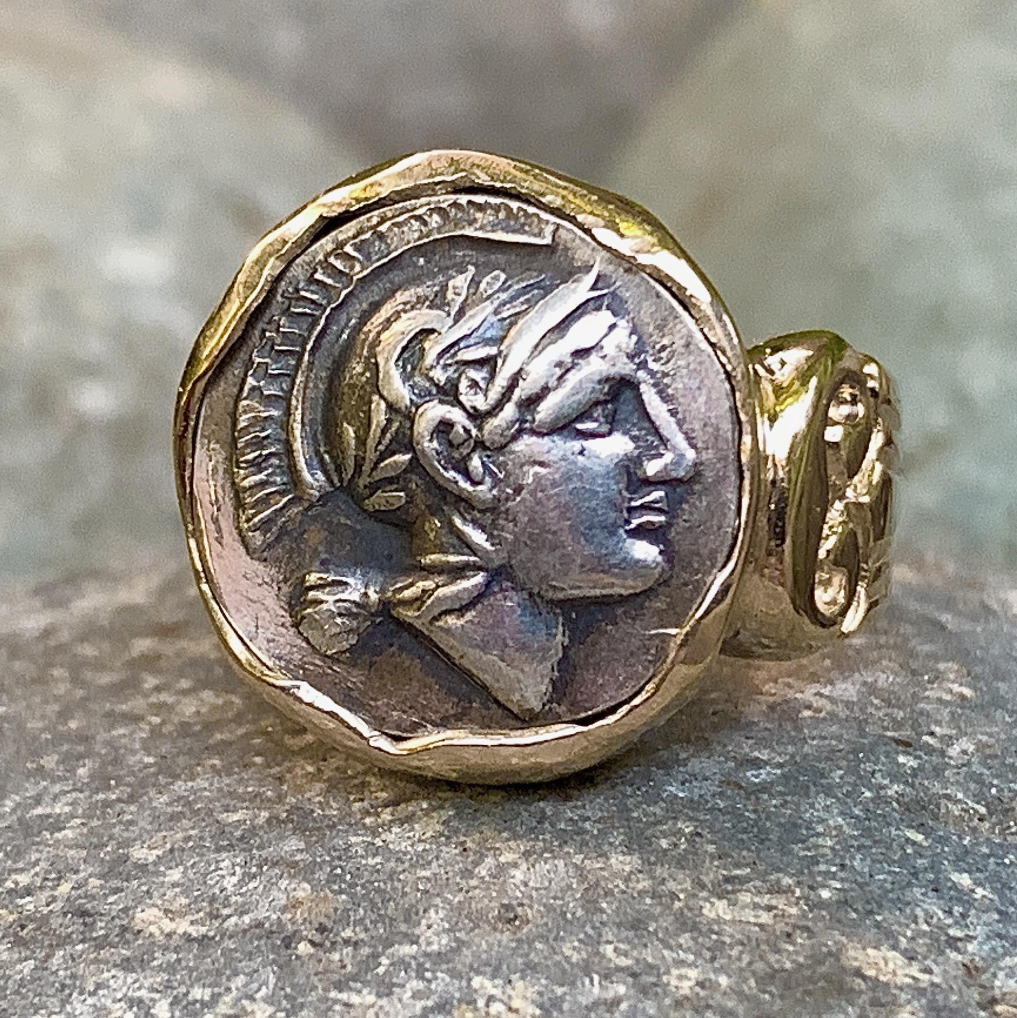 Contemporary Ancient Roman Coin Set in Yellow Gold 