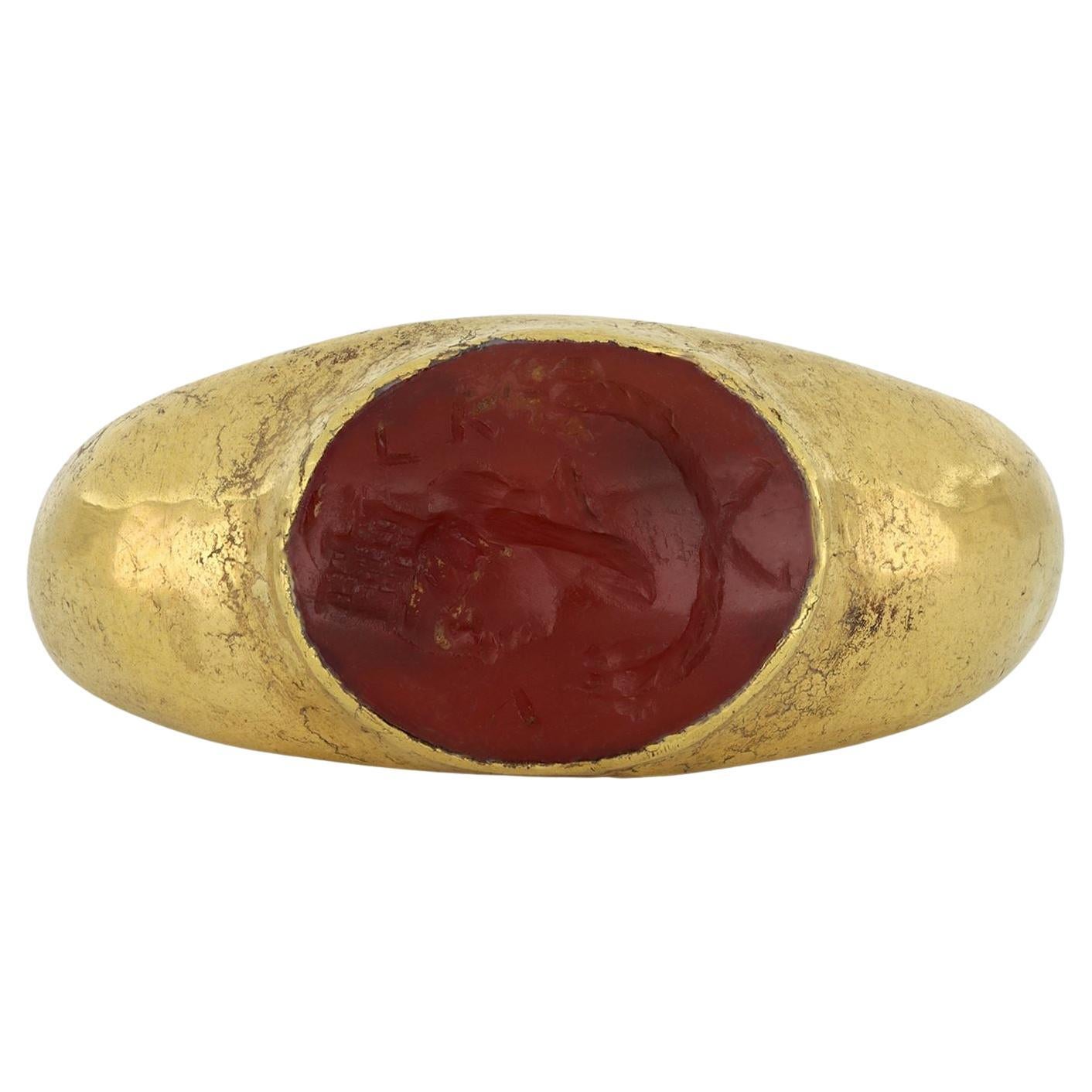Ancient Roman cornelian intaglio of Fortuna, circa mid 2nd-mid 3rd century AD.
