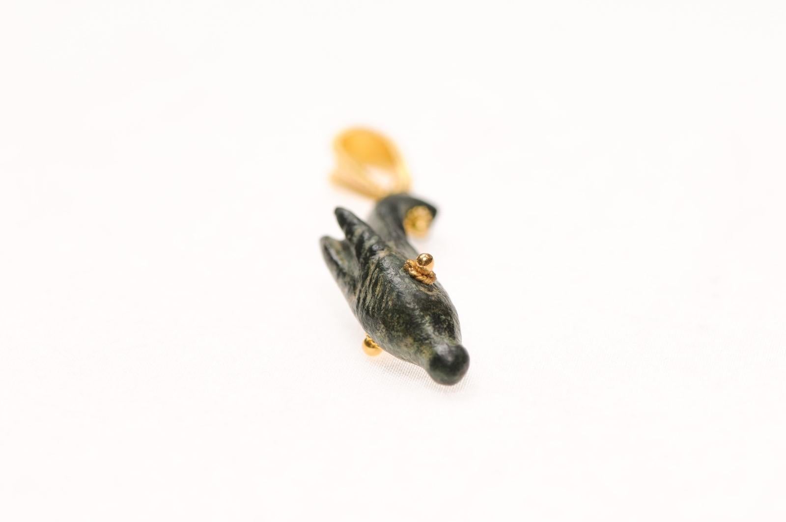 Women's or Men's Ancient Roman Deer Head w 21K accents (pendant only) For Sale