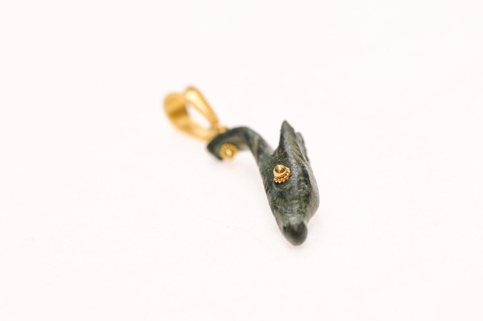 Ancient Roman Deer Head w 21K accents (pendant only) For Sale 1