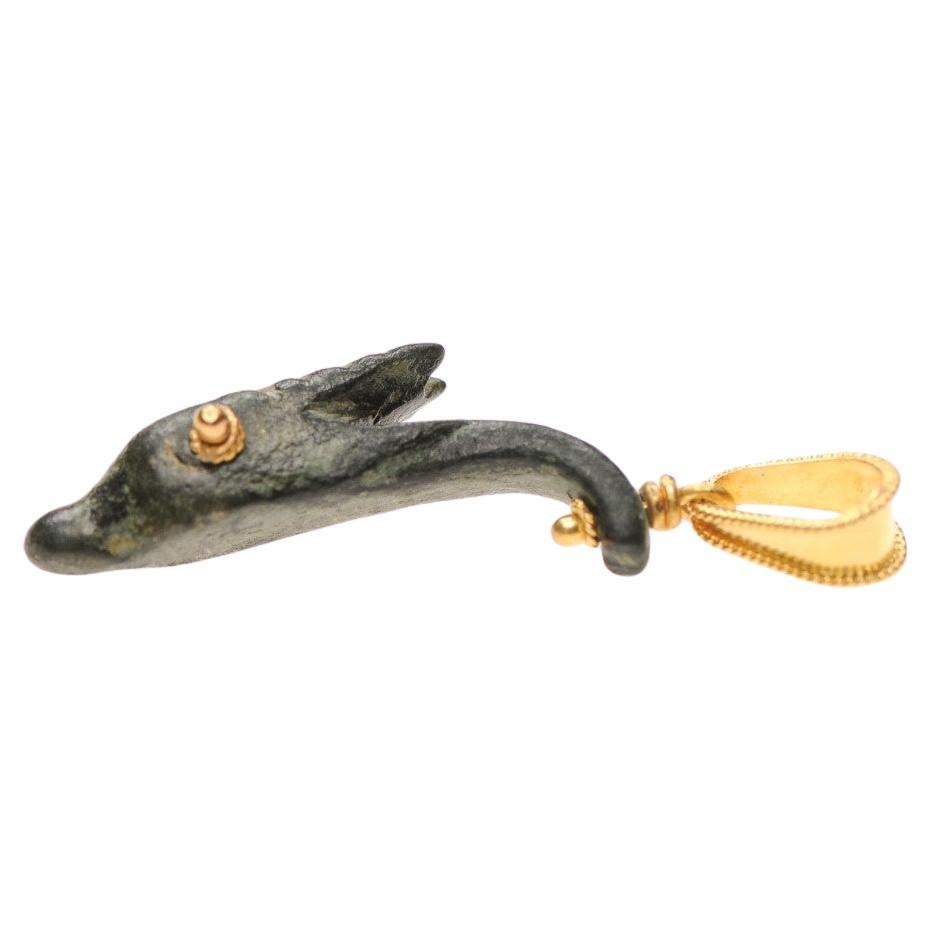 Ancient Roman Deer Head w 21K accents (pendant only) For Sale