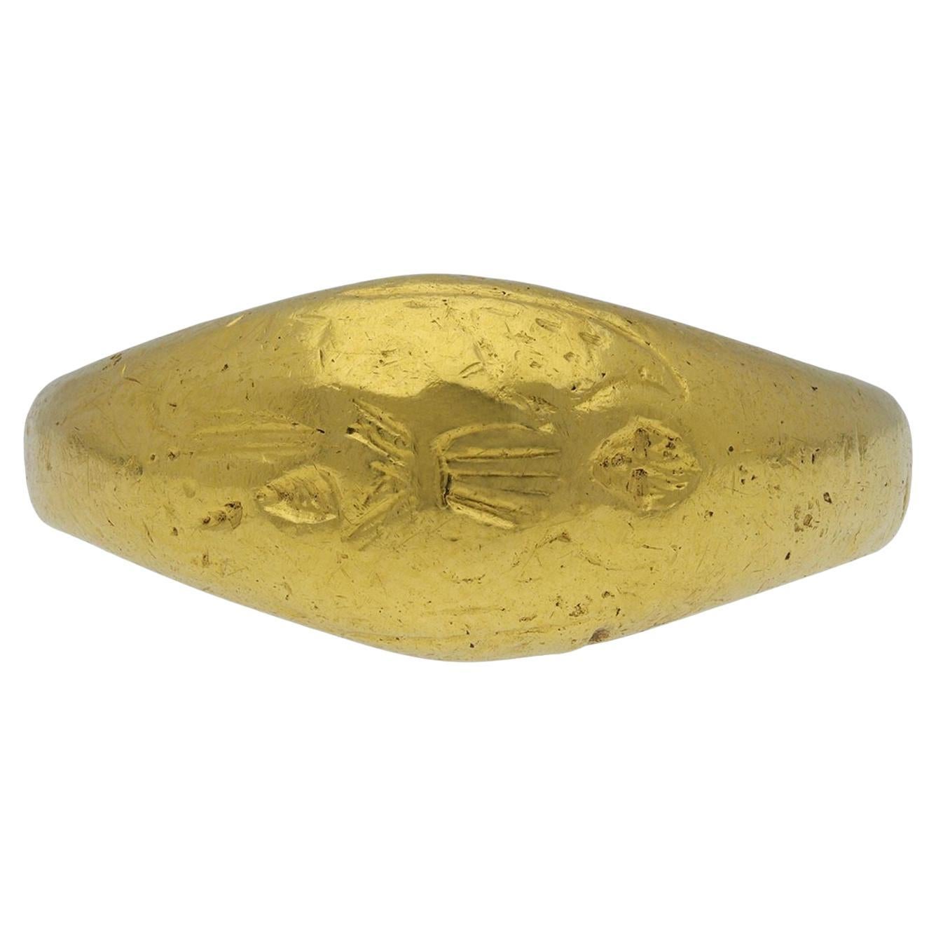 Ancient Roman engraved ring featuring Victory, circa 2nd-3rd century AD.
