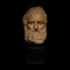 Ancient Roman Farnese type head of Hercules in marble