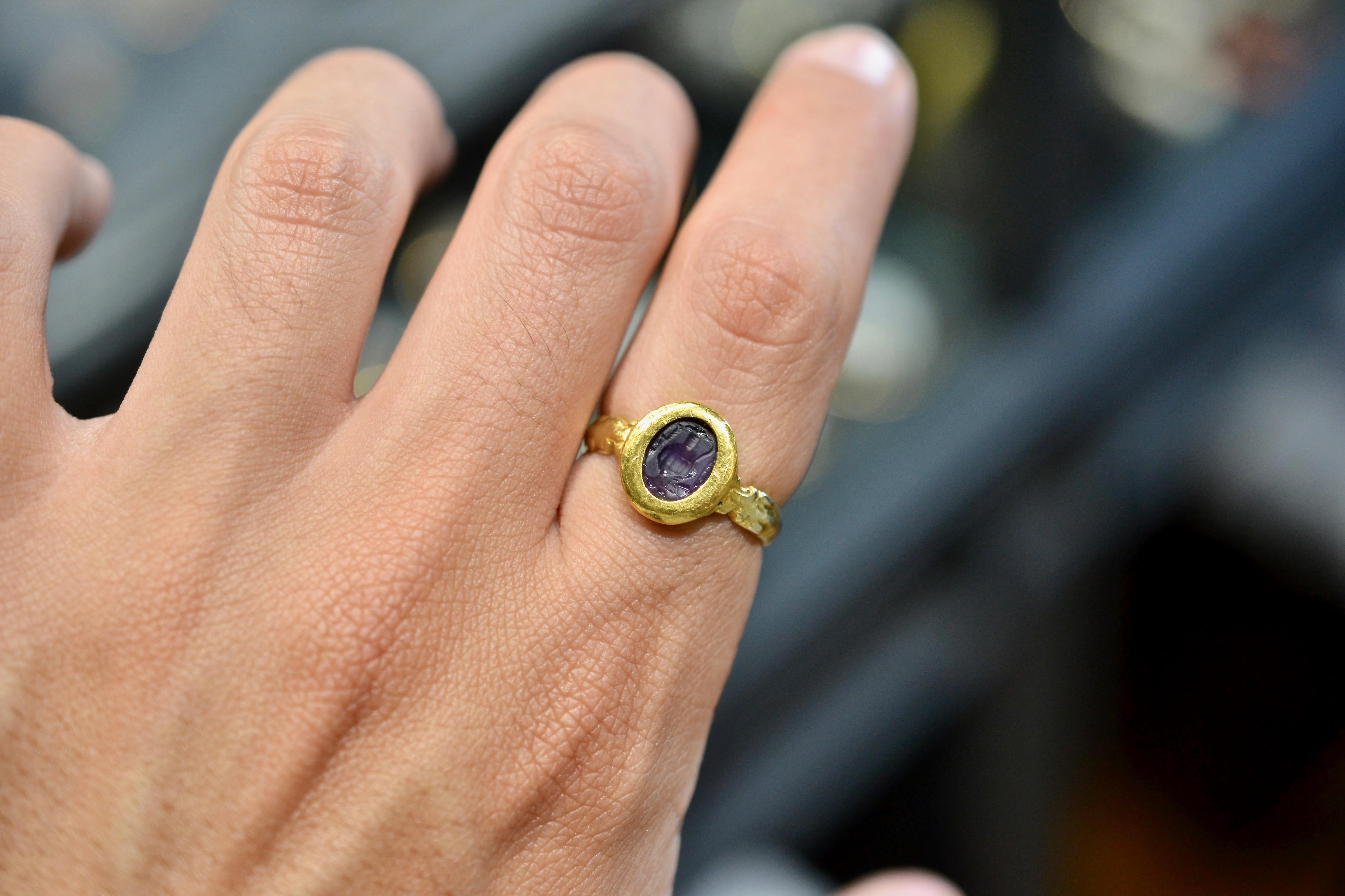 Antiker römischer Amethyst-Intaglio-Ring aus dem Ersten Jahrhundert für Damen oder Herren