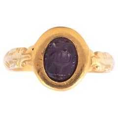 Ancient Roman First Century AD Amethyst Intaglio Ring