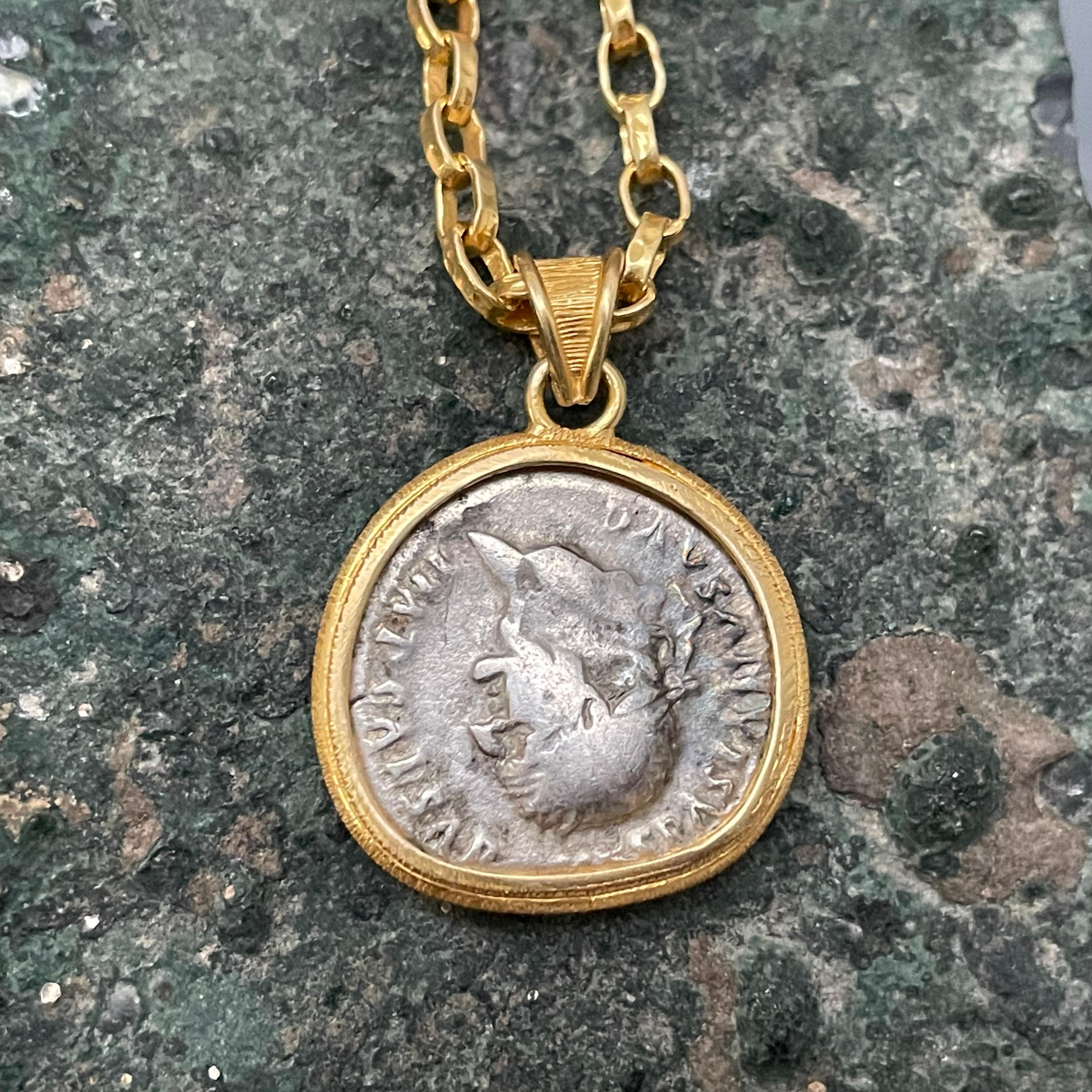 Antike römische Emperor Vespasian Adlermünze 18K Gold-Anhänger aus dem ersten Jahrhundert im Zustand „Neu“ im Angebot in Soquel, CA