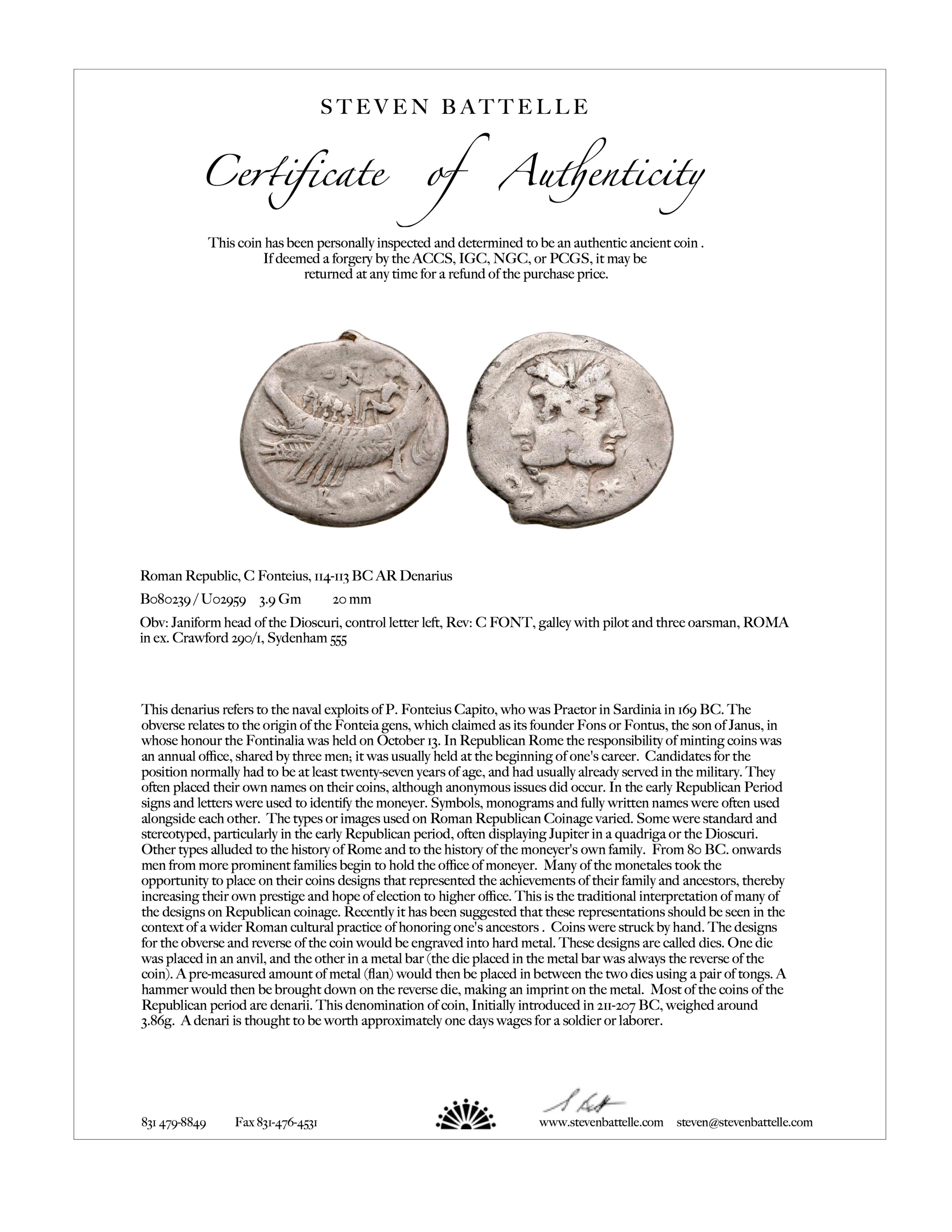 Ancient Roman Galley Coin 2nd Century BC Diamonds 18K Gold Pendant 3