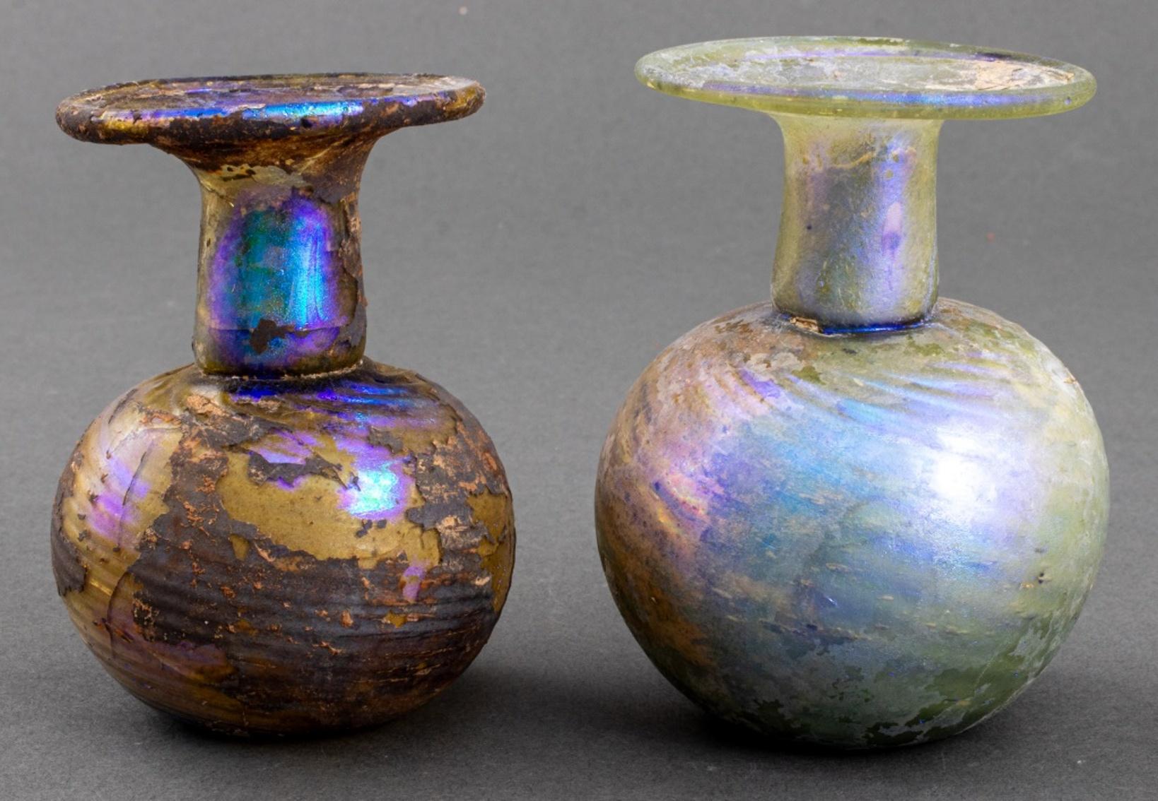 18th Century and Earlier Ancient Roman Glass Ampullae or Ball Flasks, Set of Two