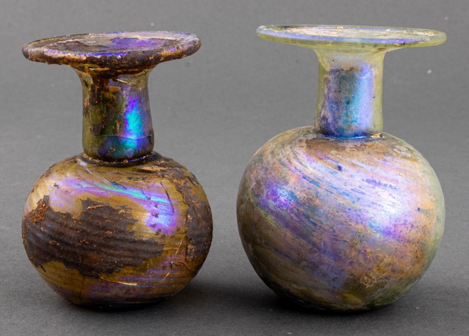 Ancient Roman Glass Ampullae or Ball Flasks, Set of Two 1