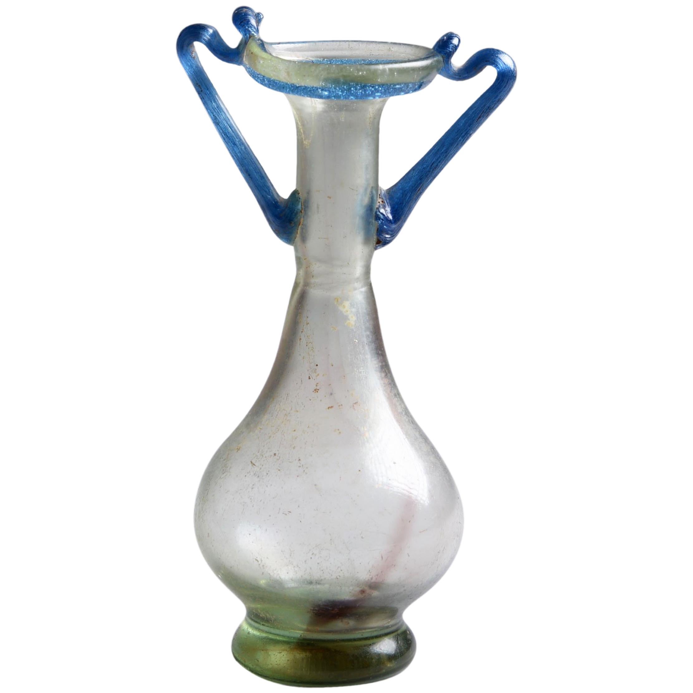 Ancient Roman Glass Bottle, 350 AD