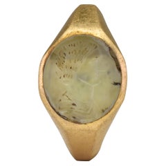 Ancient Roman Glass Intaglio Gold Ring