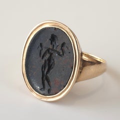 Ancient Roman Glyptic Heliotrope (Bloodstone) Intaglio Ring