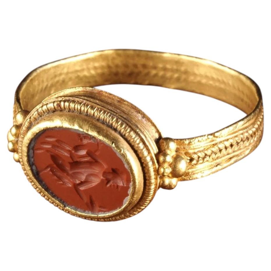 Antico anello romano in oro e diaspro I sec. a.C. - III sec. d.C.