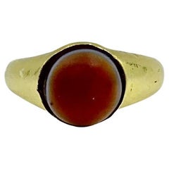 Ancient Roman Gold Banded Agate Amulet Ring, Circa 3rd Century A.D.