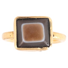 Ancient Roman Gold Evil Eye Gemstone Amulet Ring Circa 3rd Century A.D.