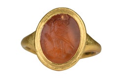 Ancient Roman Gold Legionary Signet Ring with an Eagle Carnelian Intaglio
