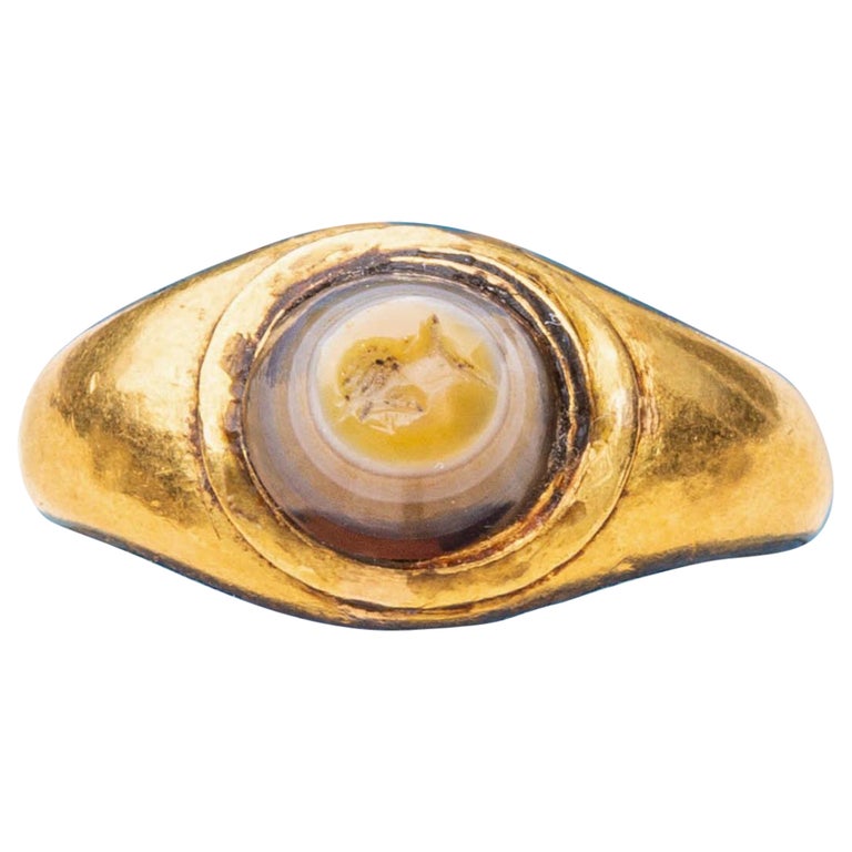 Anillo de oro romano antiguo para hombre Anillo calcográfico
