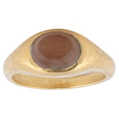 Ancient Roman Gold Mens Signet Ring Conical Intaglio Ring Gem Carving Jupiter