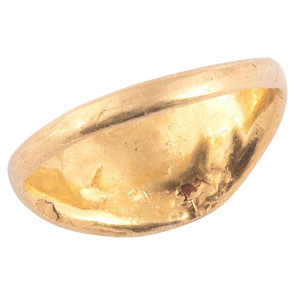 Classical Roman Ancient Roman Gold Ring With Deer And Cypress Intaglio 2rd Century AD