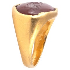 Ancient Roman Gold Ring with Diana Intaglio 2rd Century AD
