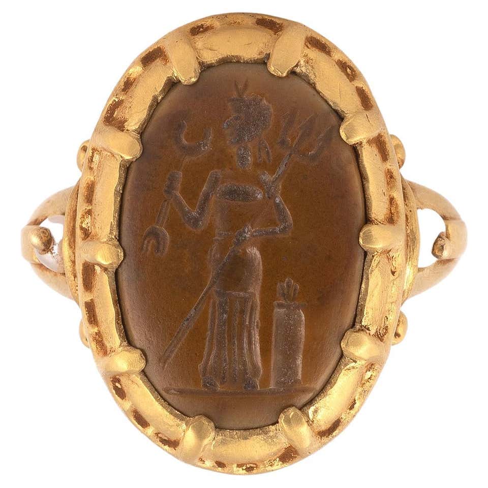 RING WITH ROMAN NICOLO INTAGLIO at 1stDibs