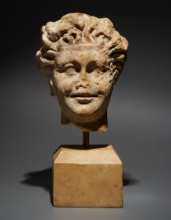 Ancient Roman Head of a Satyr in Marble
