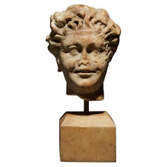 Ancient Roman Head of a Satyr in Marble