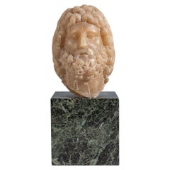 Ancient Roman Head of Serapis in Alabaster