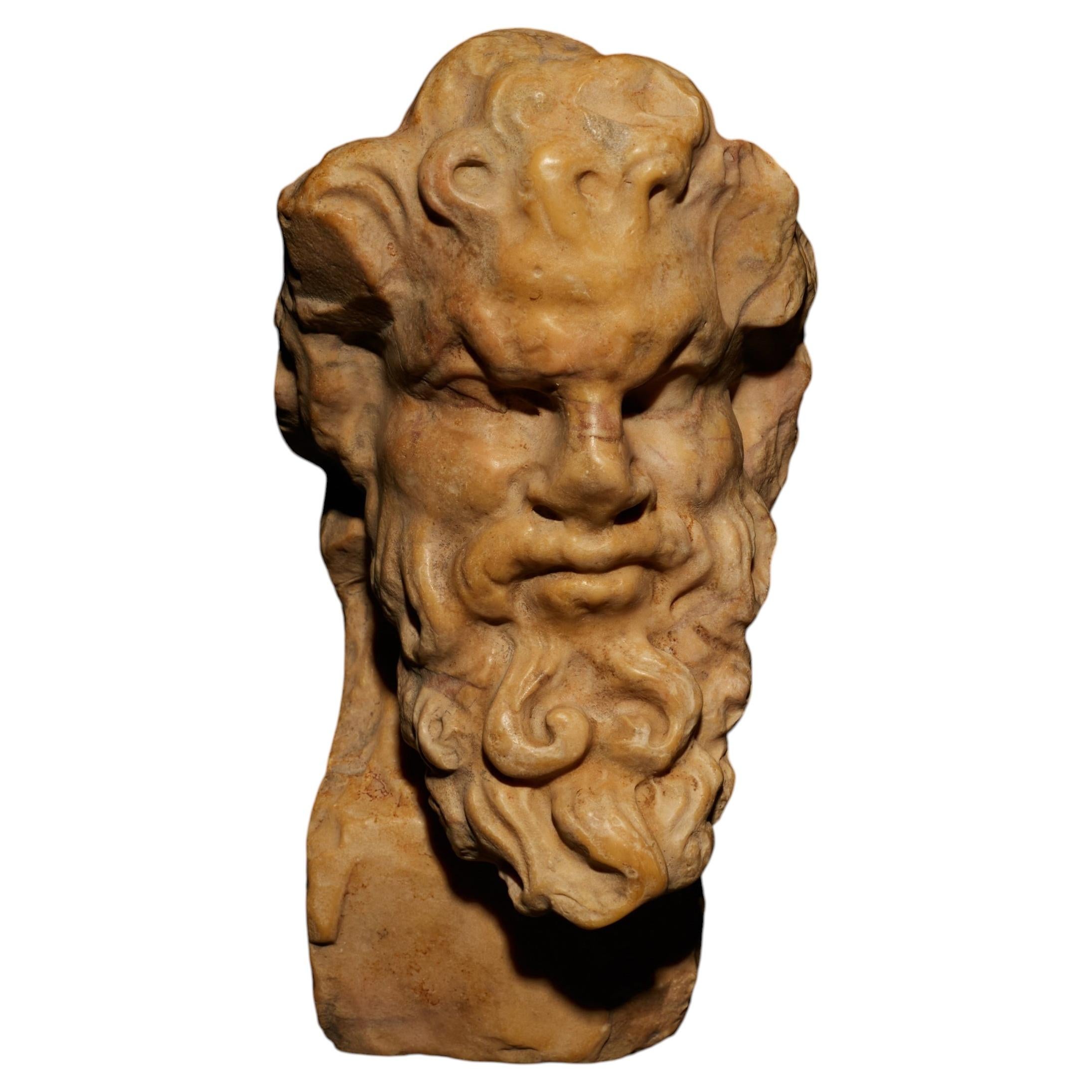 Ancient Roman, Herm of Pan in Giallo Antico Marble