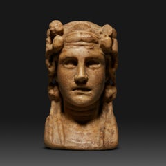Ancient Roman Herma of Bacchus in Giallo Antico Marble