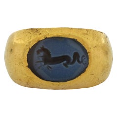 Ancient Roman Hippocampus intaglio ring, circa 150-250 AD.