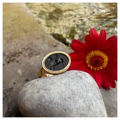 Antike römische Intaglio 1-2. AD 18 Kt Goldring mit Darstellung einer Sphinx
