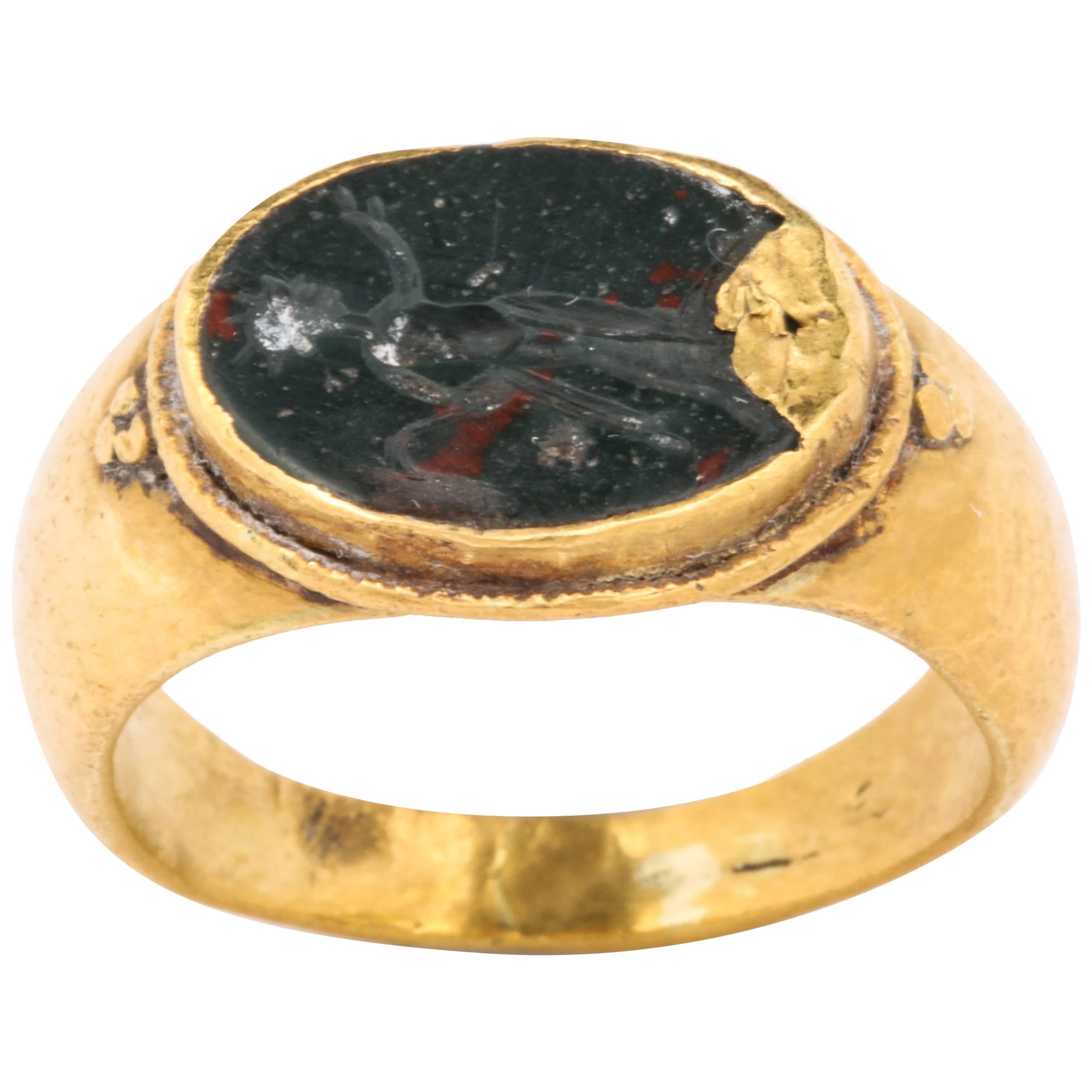 Ancient Roman Intaglio Ring of Helios