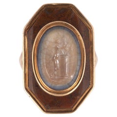 Ancient Roman Intaglio Set In An 18th Century Ring