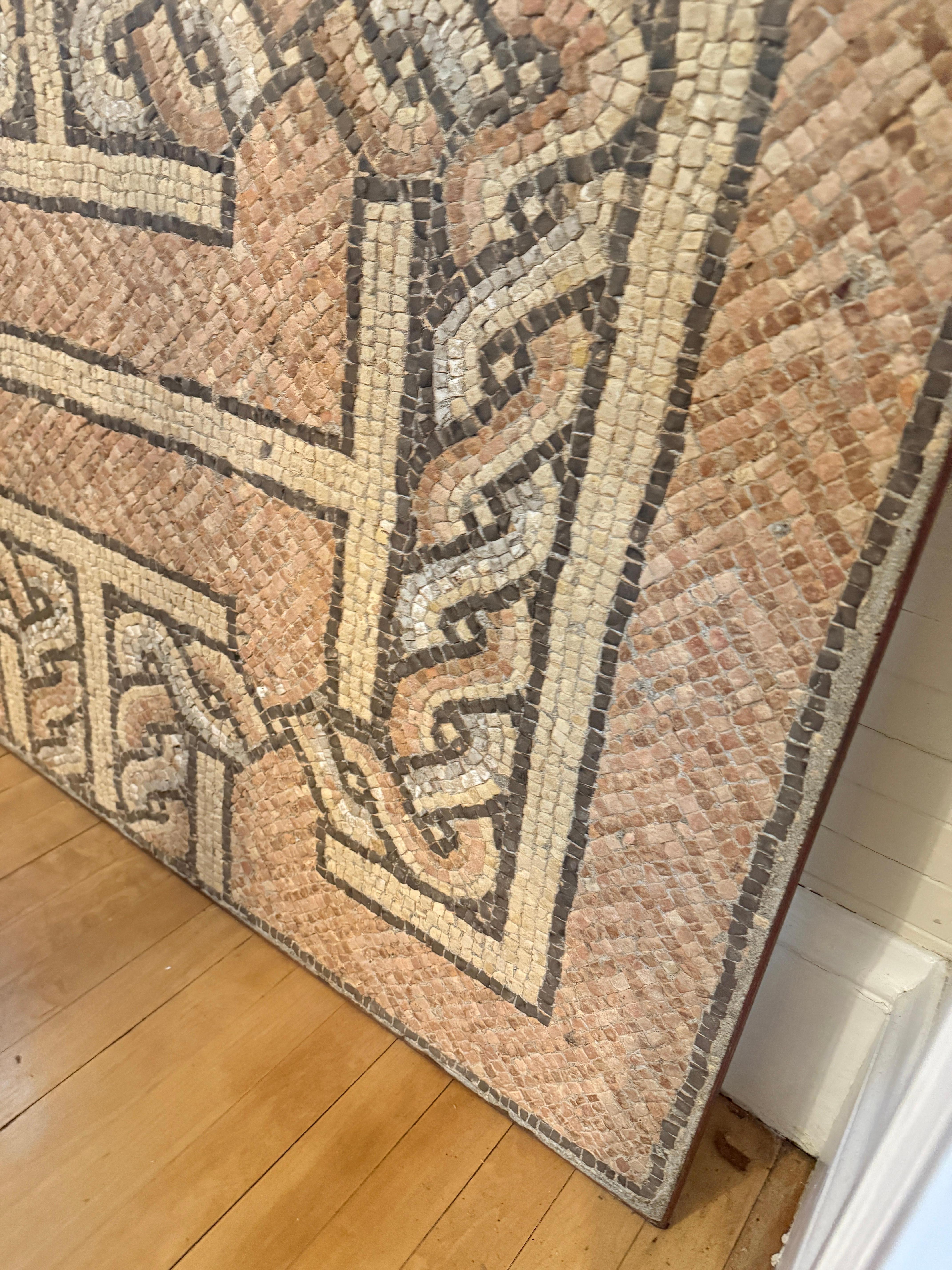 Ancient Roman Interlaced Geometric Pattern Floor Mosaic 4th - 5th Century AD For Sale 3