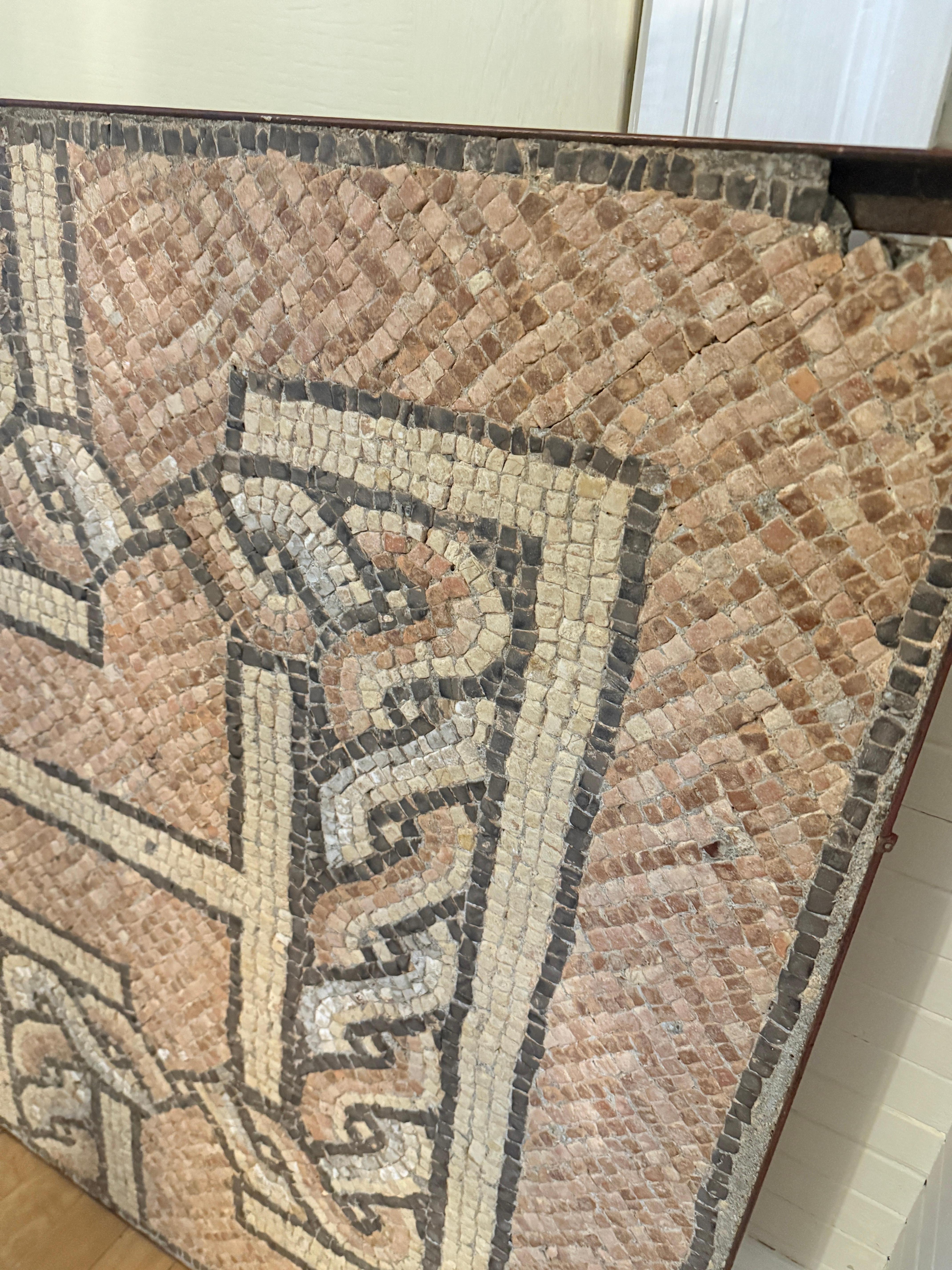 Ancient Roman Interlaced Geometric Pattern Floor Mosaic 4th - 5th Century AD For Sale 4