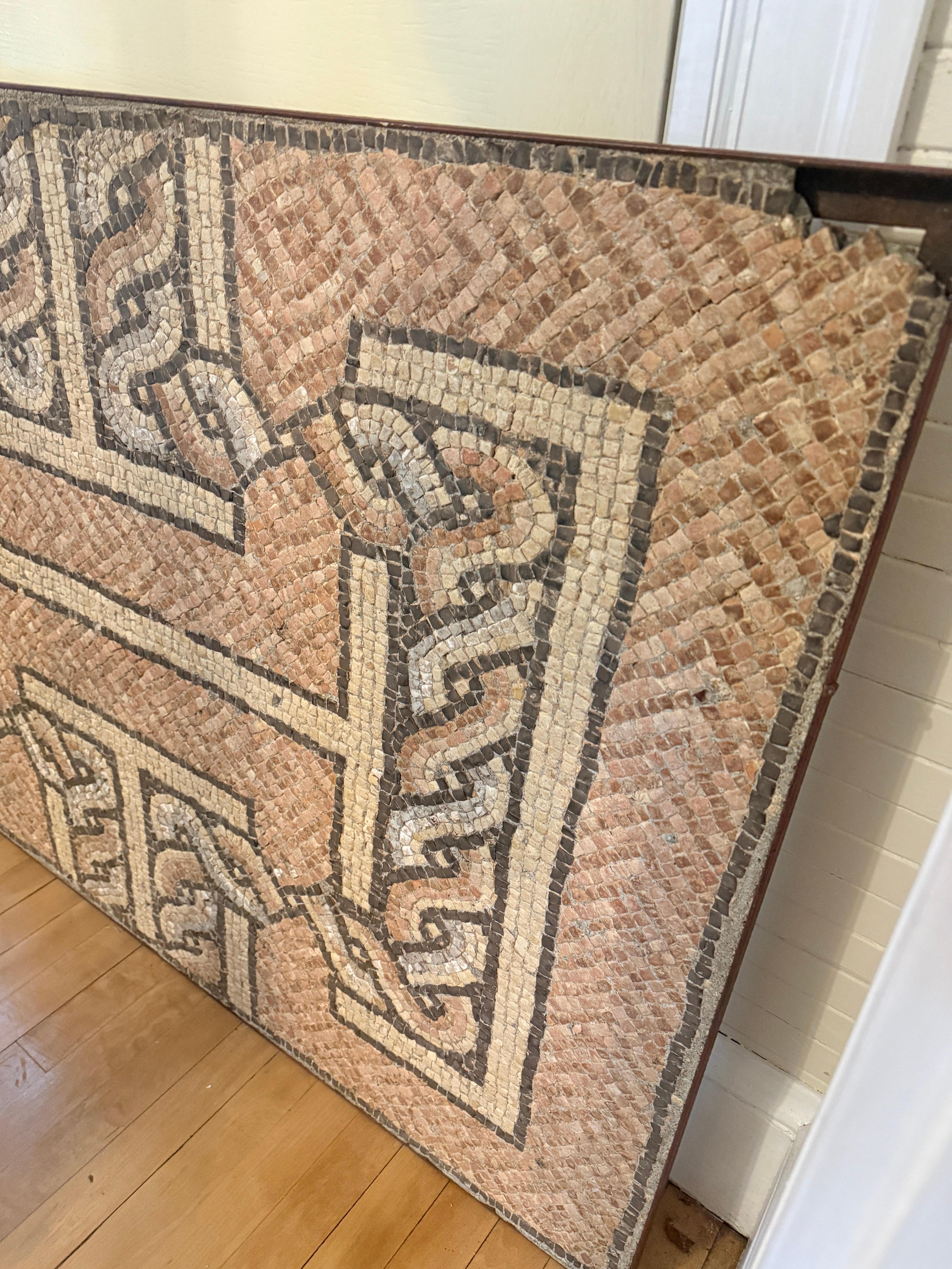 Italian Ancient Roman Interlaced Geometric Pattern Floor Mosaic 4th - 5th Century AD For Sale