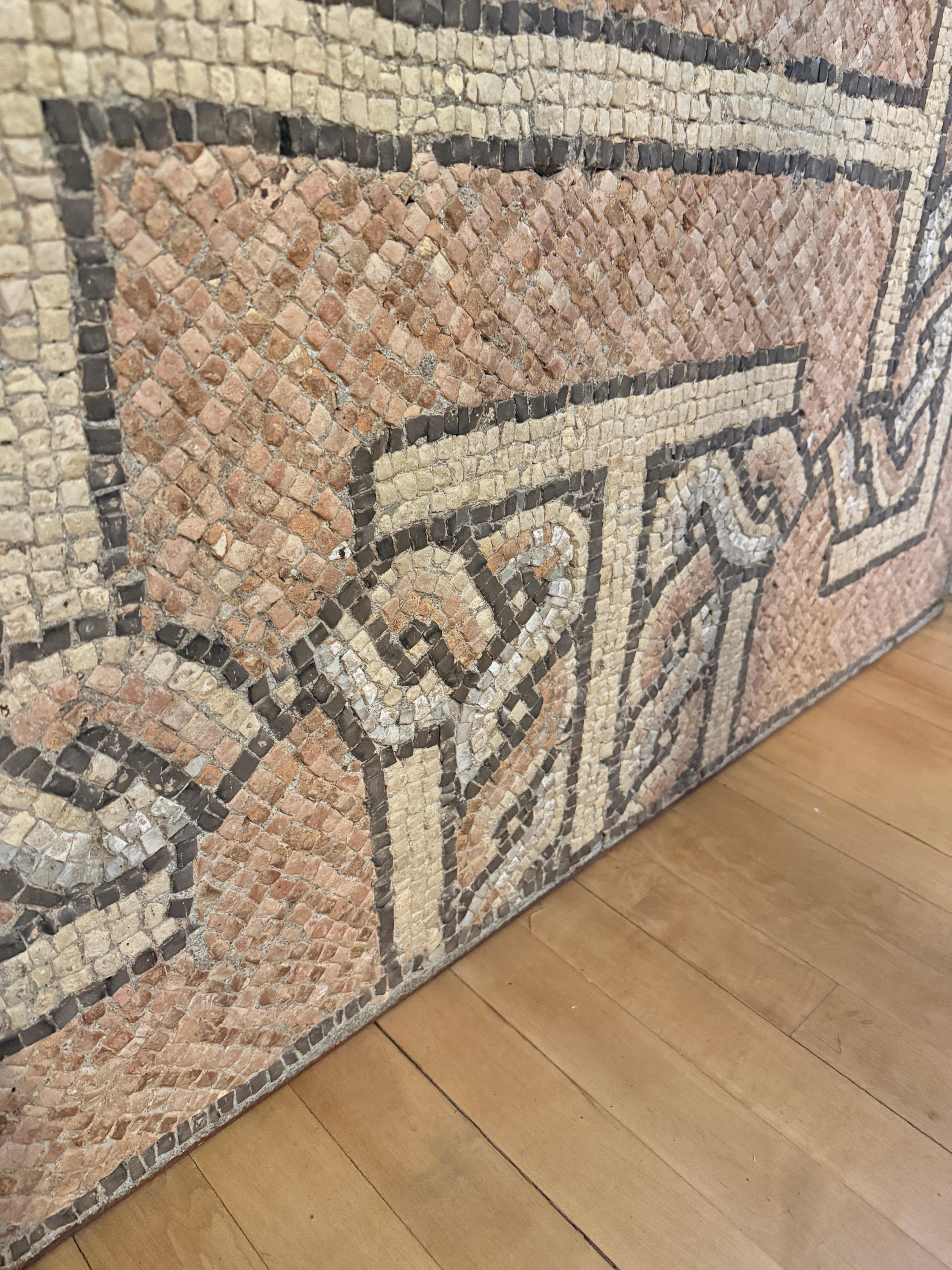 Ancient Roman Interlaced Geometric Pattern Floor Mosaic 4th - 5th Century AD For Sale 2