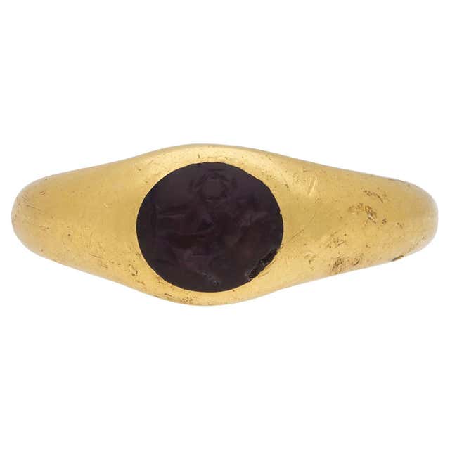 Authentic Roman Intaglio 1st-2nd century AD 18 kt Gold Ring depicting ...