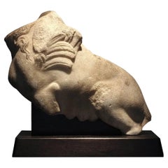 Ancient Roman Marble Sphinx Fragment, Hand-Carved, Circa 100-200 AD