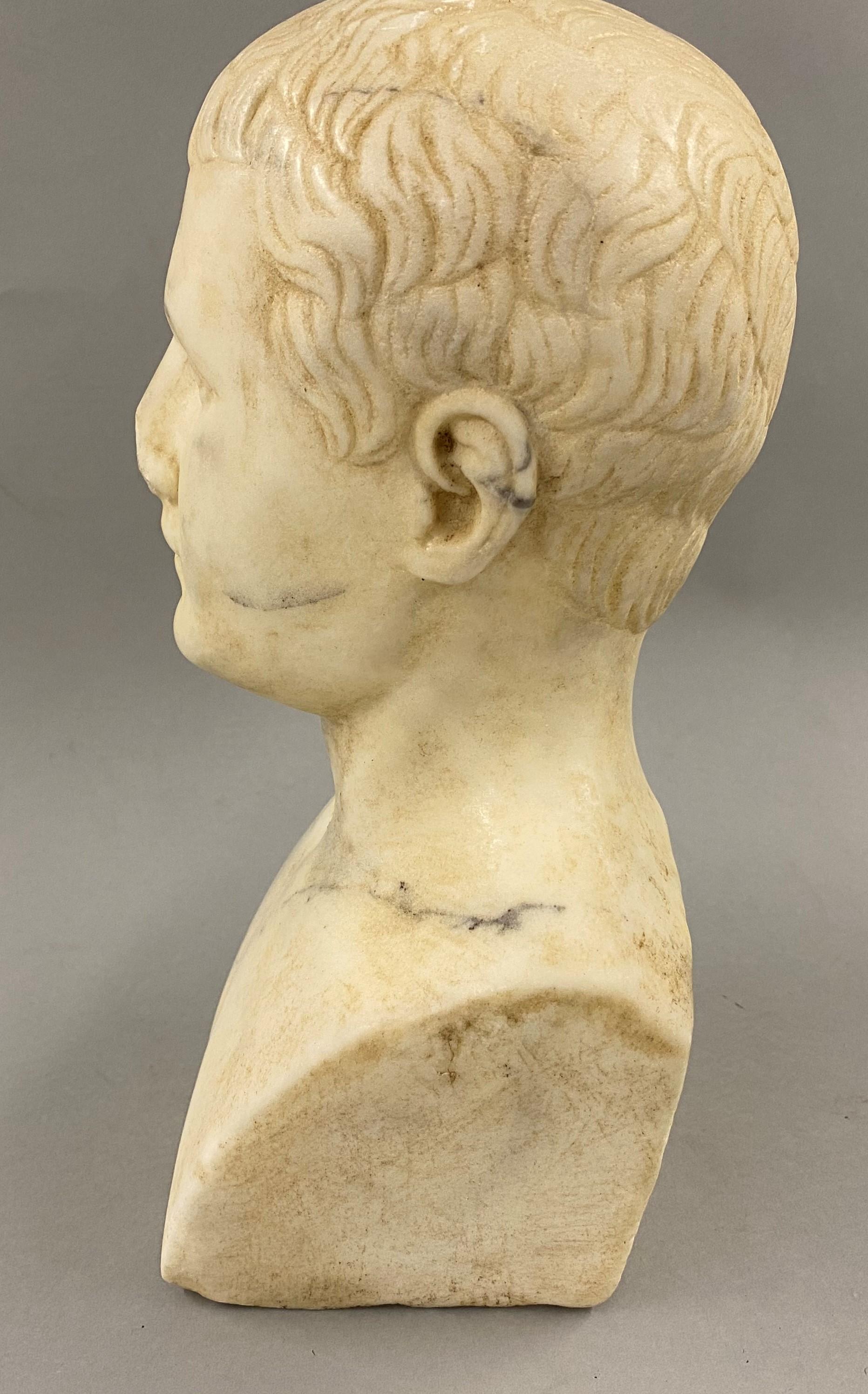 Classical Roman Ancient Roman Marble Bust of Augustus Caesar, circa 2nd Century AD