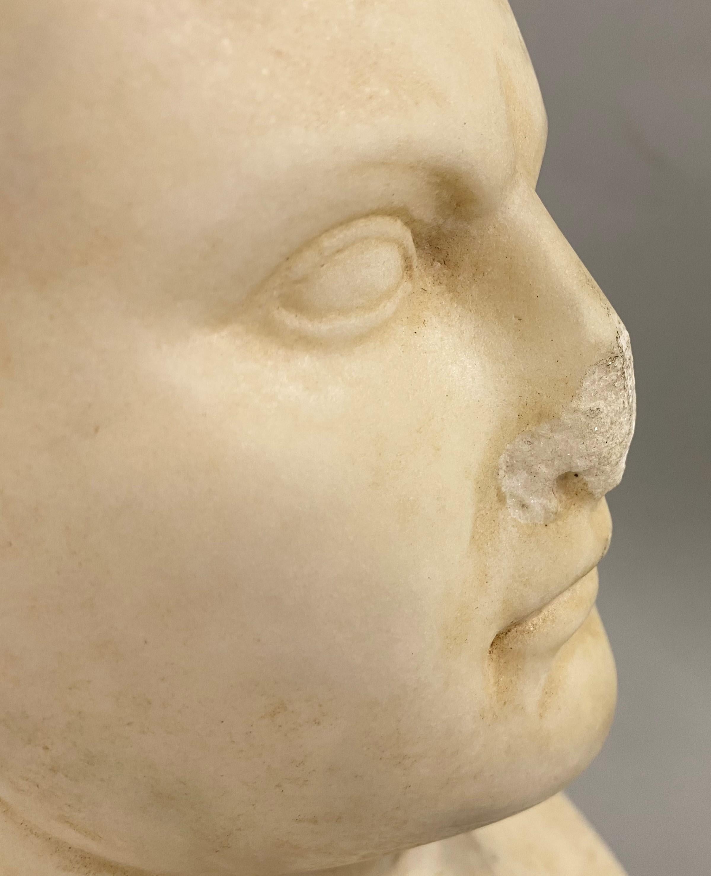 Ancient Roman Marble Bust of Augustus Caesar, circa 2nd Century AD In Good Condition In Milford, NH
