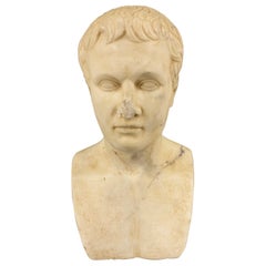 Ancient Roman Marble Bust of Augustus Caesar, circa 2nd Century AD