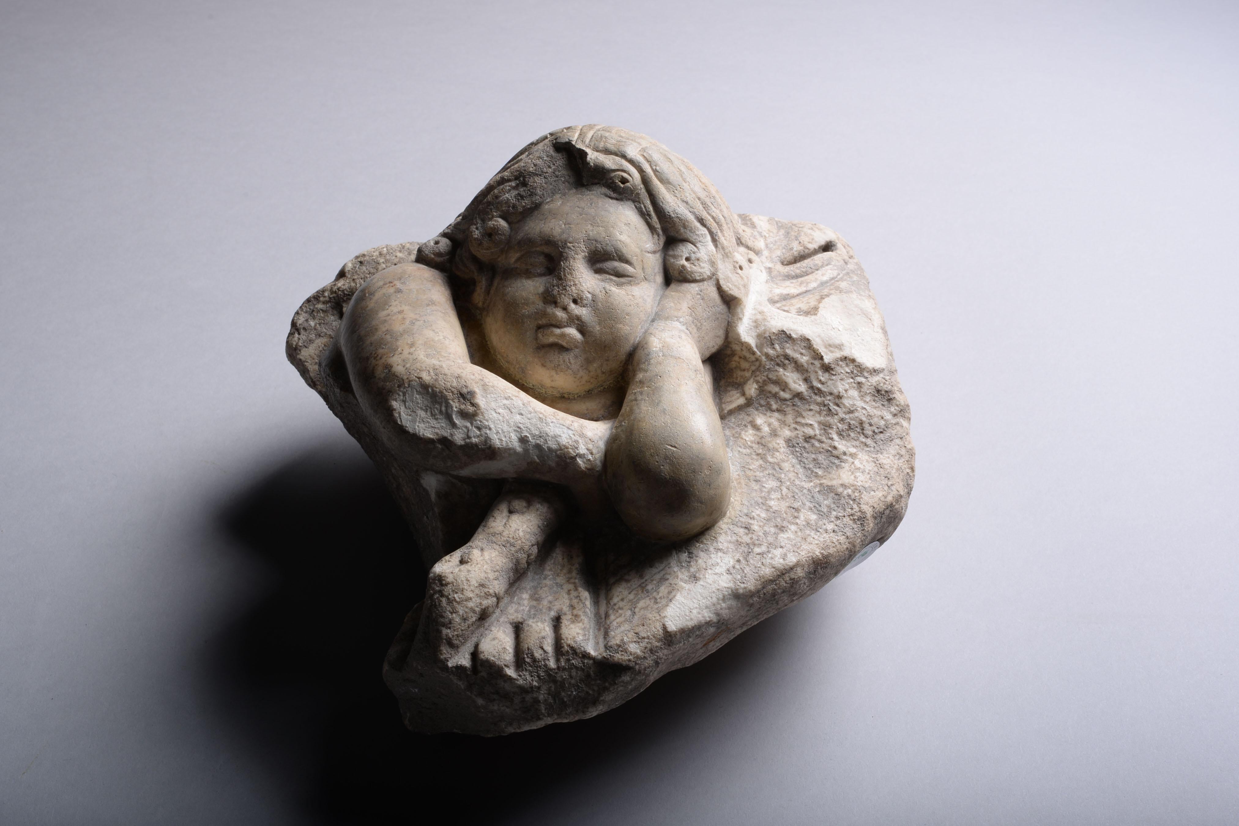 Ancient Roman Marble Figure of Sleeping Cupid or Eros, 100 AD 1