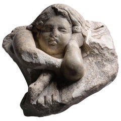 Antique Ancient Roman Marble Figure of Sleeping Cupid or Eros, 100 AD