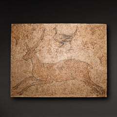Ancient Roman Marble Mosaic Panel Depicting a Deer