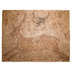 Ancient Roman Marble Mosaic Panel Depicting a Deer