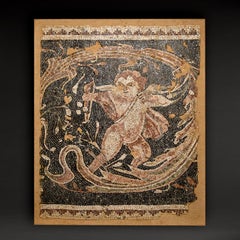 Ancient Roman Marble Mosaic Panel of Eros