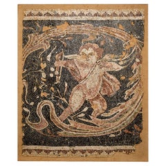 Ancient Roman Marble Mosaic Panel of Eros