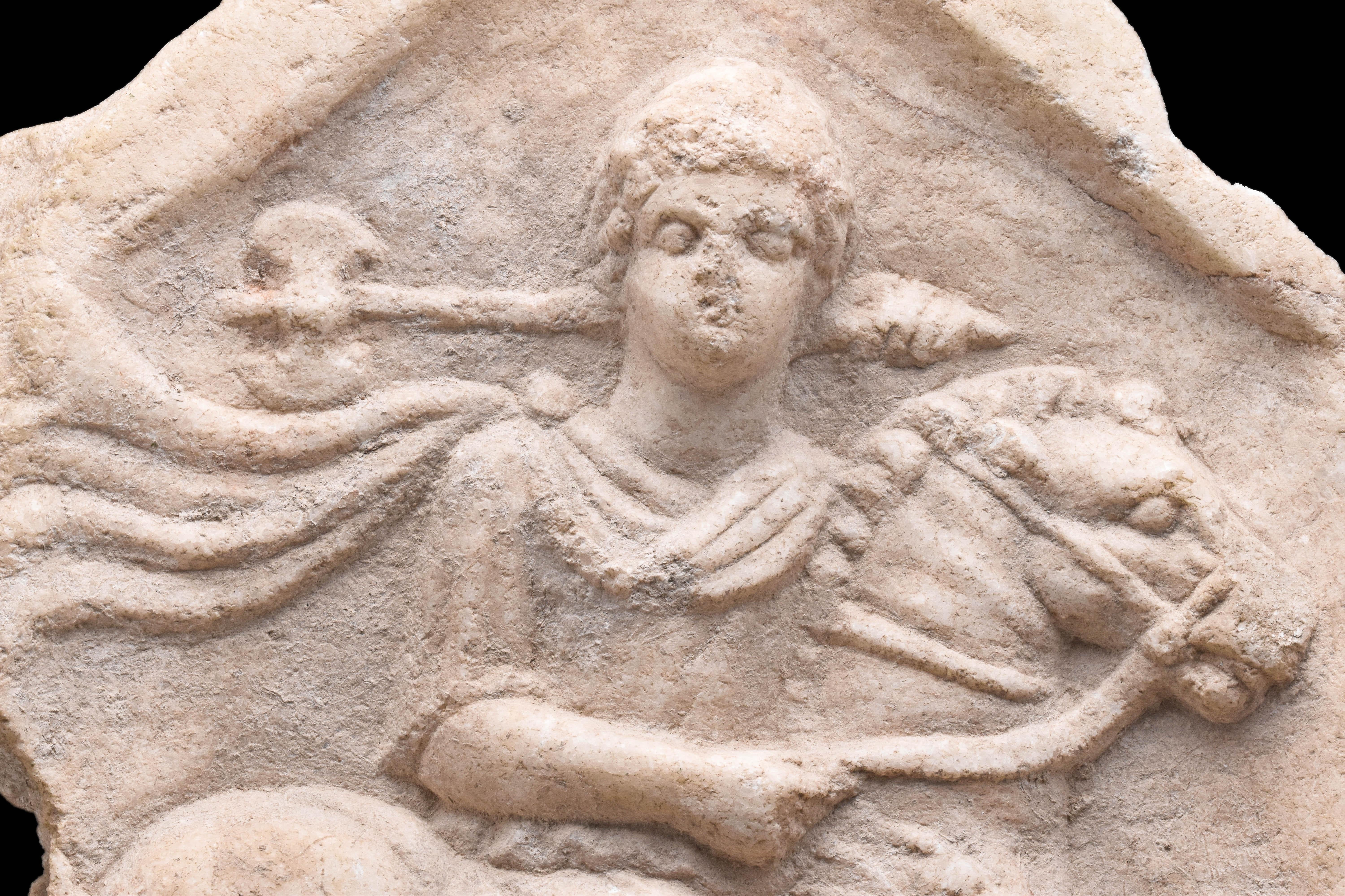 Italian Ancient Roman Marble Relief Stele Depicting Apollo